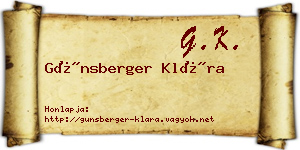 Günsberger Klára névjegykártya
